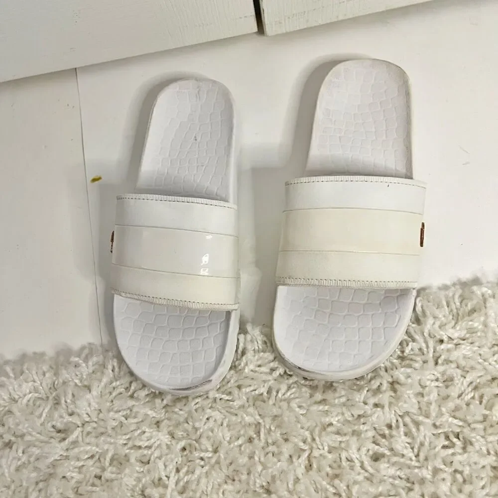 Lacoste Crocodile Metallic Slip On Rubber Summer Casual Flip Flop Sandal Slides